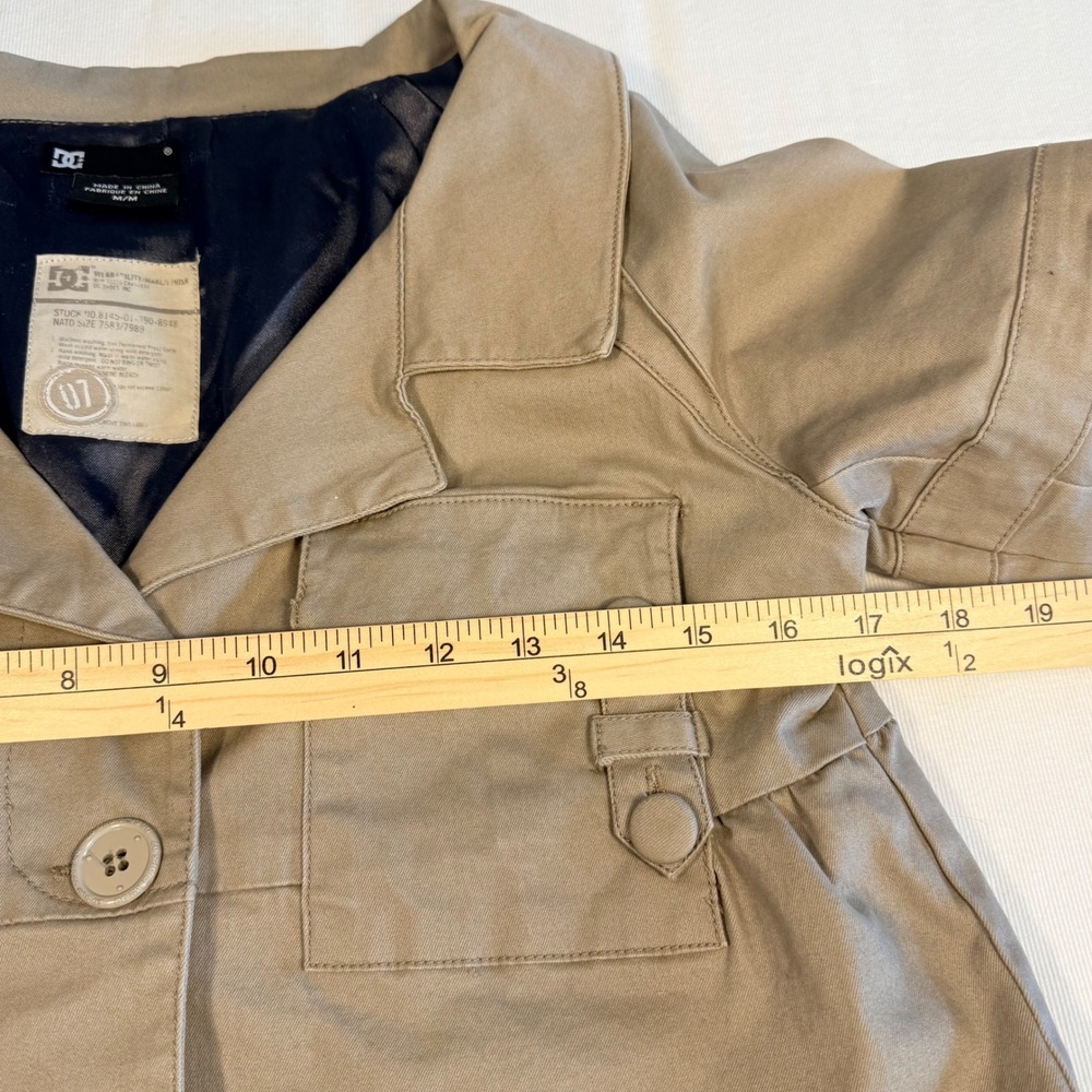 DC Shoes M Utility Luxe Safari Jacket Y2K Military Cargo Cropped Khaki Read Des. - Picture 7 of 16